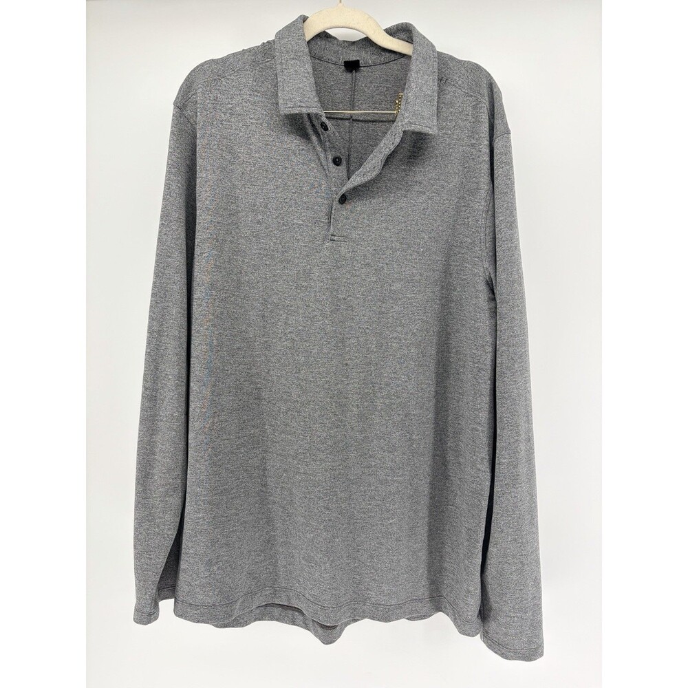 Lululemon Evolution Polo Long Sleeve Shirt Heather Gray Men’s XL Stretch Casual
